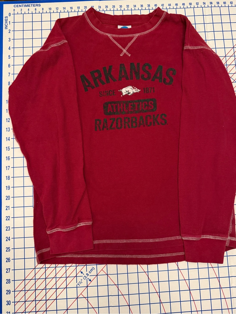 NCAA Arkansas Razorbacks Red Waffle Thermal Shirt